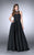 La Femme - 24607 Sleeveless Long Black Prom Dress with Pearl Collar