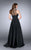 La Femme - Sleeveless Long Black Prom Dress with Pearl Collar 24607 In Black
