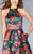 La Femme - 24620 Sweet Floral High Neck Short Dress  in Black and Multi-Color
