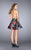 La Femme - Sweet Floral High Neck Short Dress 24620 in Black/Multi-color