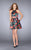 La Femme - 24620 Sweet Floral High Neck Short Dress  in Black and Multi-Color