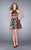 La Femme - Sweet Floral High Neck Short Dress 24620 in Black/Multi-color