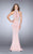 La Femme - 24622 Bejeweled High Halter Neck Dress in Blush in Pink