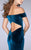 La Femme - Sleek Off-Shoulder Velvet Mermaid Long Evening Gown 24626 In Green