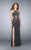 La Femme - Elegant Beaded High Neck Long Dress 24639 in Black