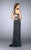 La Femme - Elegant Beaded High Neck Long Dress 24639 in Black