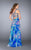 La Femme - Crystal Beaded Strappy Back Watercolor Print Chiffon Prom Gown  24668 in Multi-color
