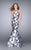 La Femme - Halter Style Strappy Back Floral Mermaid Prom Dress 24673 in Multi-color