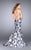 La Femme - Halter Style Strappy Back Floral Mermaid Prom Dress 24673 in Multi-color