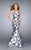 La Femme - Halter Style Strappy Back Floral Mermaid Prom Dress 24673 in Multi-color