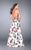 La Femme - Strappy Back Halter Top and  Floral Printed Skirt Evening Dress 24692 in Red