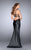 La Femme - Strappy Back Detail Faux Leather Black Evening Gown  24712 in Black