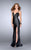 La Femme - Strappy Back Detail Faux Leather Black Evening Gown  24712 in Black