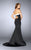 La Femme - Classic Strapless Modified Sweetheart Neoprene Dress 24715 In Black and White