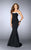 La Femme - Classic Strapless Modified Sweetheart Neoprene Dress 24715 In Black and White