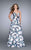 La Femme - Sweet Sleeveless Lace up Neck Mikado A-line Dress 24717 In Multi-Color and Floral