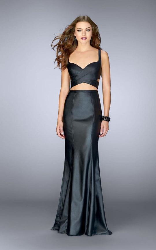 Sultry Interweaved Sweetheart Leather Evening Gown 24744