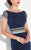 Cameron Blake - 117624 Patterned Beaded Illusion Sheath Gown In Blue