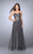 La Femme - Intricate Lace Sweetheart Illusion A-Line Long Evening Gown 22964 In Gray