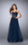 La Femme - Intricate Lace Sweetheart Illusion A-Line Long Evening Gown 22964 In Blue