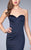 La Femme - Tuck-Sculpted Satin Sweetheart Long Evening Gown 23197 In Blue