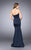 La Femme - Tuck-Sculpted Satin Sweetheart Long Evening Gown 23197 In Blue