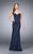 La Femme - Tuck-Sculpted Satin Sweetheart Long Evening Gown 23197 In Blue