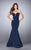 La Femme - Deep Sweetheart Mermaid Jersey Prom Dress 23227 in Blue
