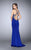 La Femme - Timeless Foliage-Trimmed Sweetheart Long Evening Gown 23245 In Blue