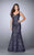 La Femme - Glamorous Sweetheart Laced Mermaid Gown 23258 In Blue
