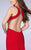 La Femme - Dazzling Halter Neck Cutout Jersey Dress 23418 In Red