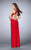 La Femme - Dazzling Halter Neck Cutout Jersey Dress 23418 In Red