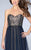 La Femme - Strapless Sweetheart Gold Shimmering Evening Dress 23455 In Blue and Gold