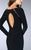 Long Sleeve Long Black Dress with Cutouts Detail 23479
