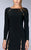 Long Sleeve Long Black Dress with Cutouts Detail 23479