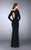 Long Sleeve Long Black Dress with Cutouts Detail 23479