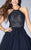 La Femme - 23483 Lovely High Neck Laced Short Chiffon Dress in Blue