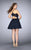 La Femme - 23483 Lovely High Neck Laced Short Chiffon Dress in Blue