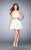 La Femme - Beaded Lace Halter Crop Top and Chiffon Skirt Cocktail Dress 23531 in White