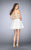 La Femme - Beaded Lace Halter Crop Top and Chiffon Skirt Cocktail Dress 23531 in White