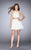 La Femme - Beaded Lace Halter Crop Top and Chiffon Skirt Cocktail Dress 23531 in White