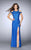 La Femme - All Lace Cutout Open Back Crystal Sparkle Prom Dress 23565 in Blue
