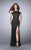 La Femme - All Lace Cutout Open Back Crystal Sparkle Prom Dress 23565 in Black