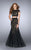 Two Piece Crop Top Mermaid Lace And Tulle Prom Dress 23567 In Black