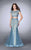 Two Piece Crop Top Mermaid Lace And Tulle Prom Dress 23567 In Blue