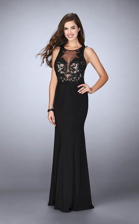 Stunning Jewel Lace Applique Long Evening Gown 23571