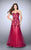 La Femme - Strapless Sweetheart Lace Bodice Open Back Prom Dress 23578 in Red
