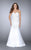 La Femme - Strapless Sweetheart Lace Bodice Open Back Prom Dress 23578 in White