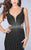 La Femme - Bejeweled Sleeveless V-neck Long Jersey Dress 23586 In Black