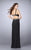 La Femme - Bejeweled Sleeveless V-neck Long Jersey Dress 23586 In Black